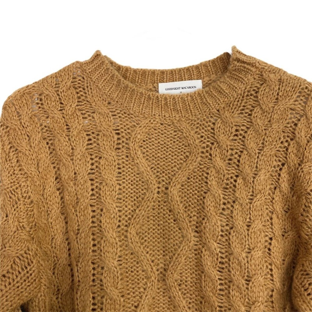 Goodnight Macaroon Tan Cable Knit Sweater - Picture 4 of 7